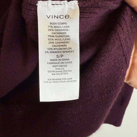 Vince Mock Turtleneck Wool & Cashmere Purple Sweater Women’s Size Small - Picture 7 of 13